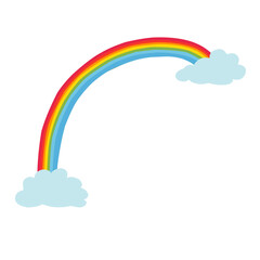 Rainbow cartoon. Colorful rainbow, heart and cloud with rainbow tail. Color bow vector hand drawn illustration set. Doodle rainbow cartoon, colorful collection