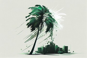 Palm trees to withstand typhoon storms, AI contents by Midjourney