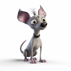 American Hairless Terrier dog illustration cartoon 3d isolated on white. Generative AI