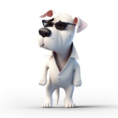 Dogo Argentino dog illustration cartoon 3d isolated on white. Generative AI