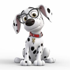 Dalmatian dog illustration cartoon 3d isolated on white. Generative AI