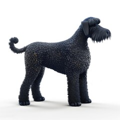 Kerry Blue Terrier dog illustration cartoon 3d isolated on white. Generative AI