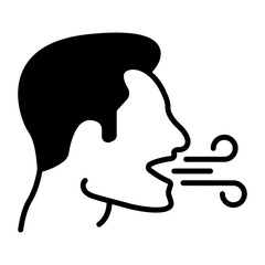 Halitosis concept, unpleasant breath odour vector icon design, odontology symbol, oral medicine sign, Dental instrument stock illustration 
