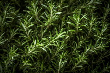 Fresh rosemary leaves filling the entire frame, fresh herbs, generative AI