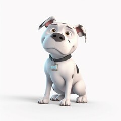 Staffordshire Bull Terrier dog illustration cartoon 3d isolated on white. Generative AI