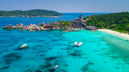 The beauty of the sea and islands In the Similan Islands, Phang Nga Province, Thailand, from a bird's eye view on a clear day waiting for tourists to experience the beauty