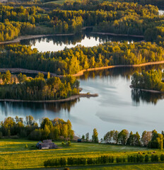 Fototapeta na wymiar Sunset time bay lake ĀRDAVA Nature of Latvia, Latgale.