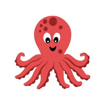 Cute vector cartoon octopus illustration