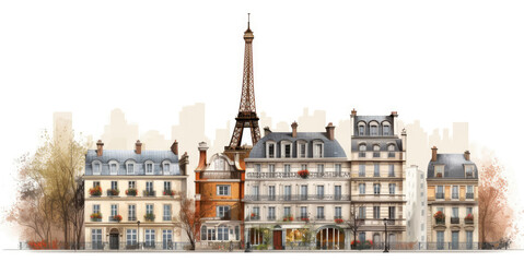 Fototapeta na wymiar Illustration of Paris architecture isolated on a white background