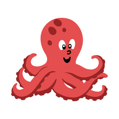 Cute vector cartoon octopus illustration