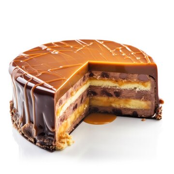 Dobos Torte Isolated on White. Generative AI