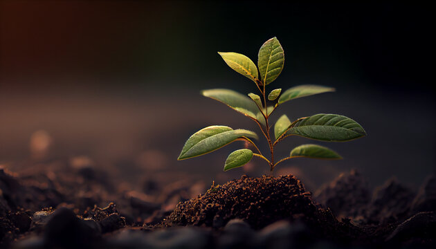 Close up picture of the sapling of the plant is growing Ai generated image 