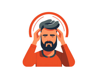 A Man having a headache, Feeling sick, Clipart cartoon Logo illustration isolated on white background