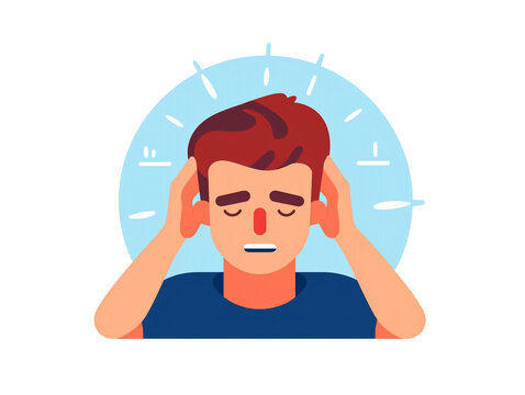 recommend clip art: A Man having a headache, Feeling sick, Clipart cartoon Logo illustration isolated on white background