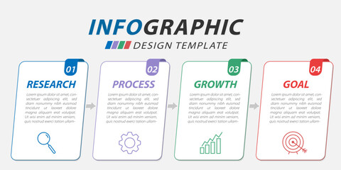 Infographic design template. Timeline concept with 4 options or steps template. layout, diagram, annual, journey, report, presentation. Vector illustration.	