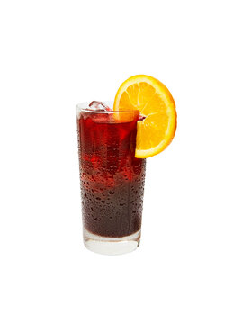 red beverage ice cold glass