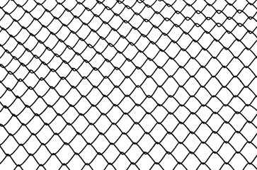 The texture of the metal mesh on a white background. Torn steel, metal mesh with holes