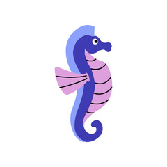 Seahorse, cartoon marine character. Funny sea animal character used for invitation, children book, poster, card. vector Illustration. Clip art seahorse
