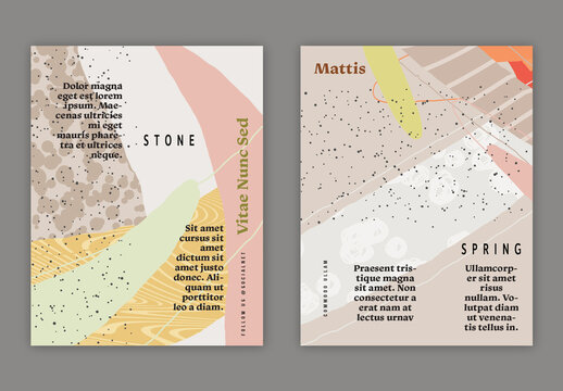 US Letter Flyer Overlapping Blobs Textured With Spots And Lines