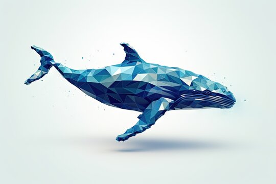 blue whale low poly style illustration generative ai