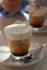 Coffee Granita with whipped cream in Stromboli