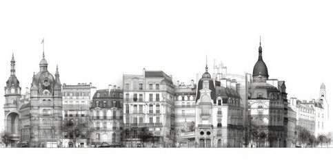 Fototapeta na wymiar Illustration of Paris architecture isolated on a white background