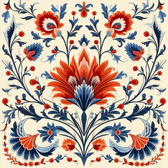 Turkey floral pattern. Abstract art graphic line flower. Ornate elegant luxury vintage retro modern style. For texture textile background backdrop tile wallpaper carpet batik. © Kanisorn