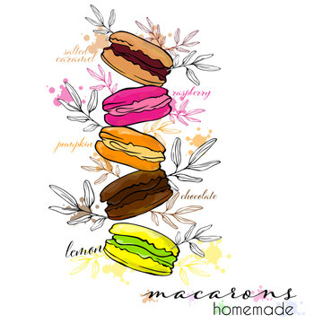 mix painted water-colour macarons