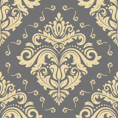 Classic seamless pattern. Damask orient golden ornament. Classic vintage background. Orient ornament for fabric, wallpaper and packaging