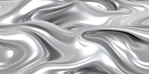 Fototapeta premium Abstract 3D Background with flowing liquid metal texture. Seamless silver texture. Generative AI