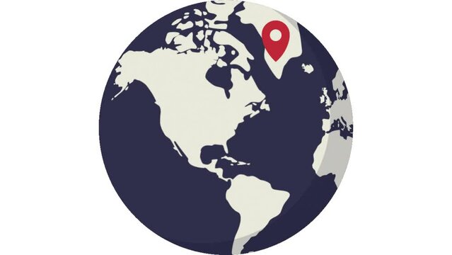 Blue and White Animated Globe with Location Pins, globe rotating