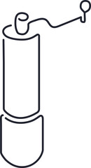 Coffee line. Abstract espresso cup, cappuccino, manual mill and kettle