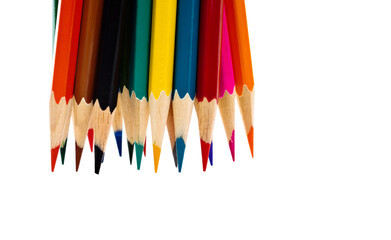 A group of colorful pencils on white background