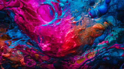 Obraz premium macro close up of different color oil paint. colorful acrylic. modern art concept. Ai generated