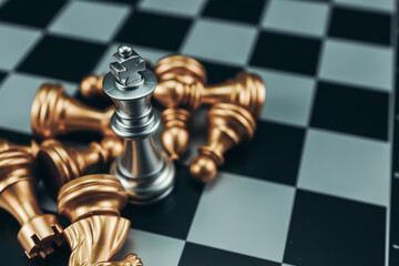 chess piece on chess board game for ideas, challenge, leadership, strategy, business, success or...
