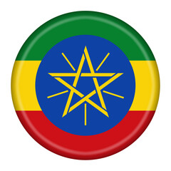 Ethiopia flag button 3d illustration with clipping path