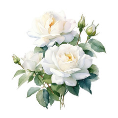 Elegant Roses Wedding Floral Bouquet - Watercolor Clipart with White Background  AI generated
