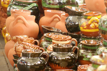 Clay pots made by hand to be used in Mexican cuisine