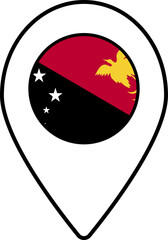 Papua New Guinea flag map pin navigation icon.