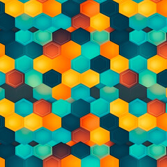 Seamless pattern with honeycombs, colorful background with hexagons, ai generative
