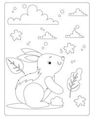 Autumn Coloring Pages for Kids, Autumn Coloring pages, 
kids Coloring pages, Animals, flower, Nature, black and white Coloring pages.   