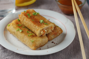 Spring rolls - a typical dish in Chinese and other Southeast Asian cuisines