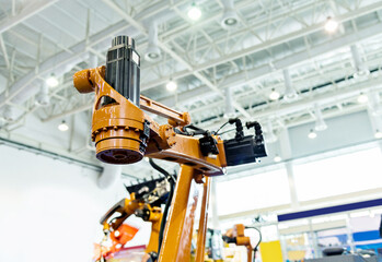 Close up of robotic arm for palletizing