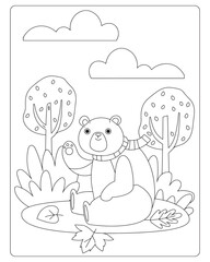 Autumn Coloring Pages for Kids, Autumn Coloring pages, 
kids Coloring pages, Animals, flower, Nature, black and white Coloring pages.   