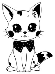 Cute Manga Kitten, Cat Illustration, Cat Vektor