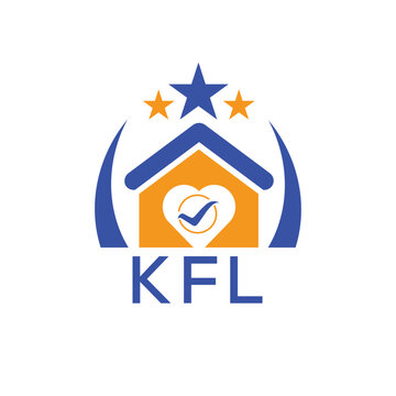 KFL House logo Letter logo and star icon. Blue vector image on white background. KJG house Monogram home logo picture design and best business icon. 
