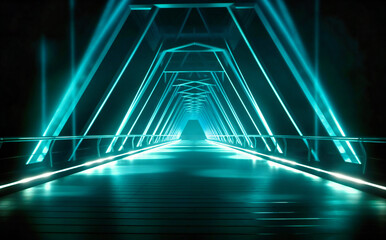 a laser light bridge with blue lights