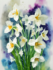 Narcissus flowers. AI generated illustration