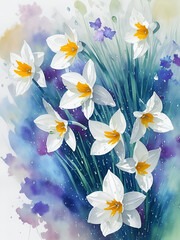 Narcissus flowers. AI generated illustration