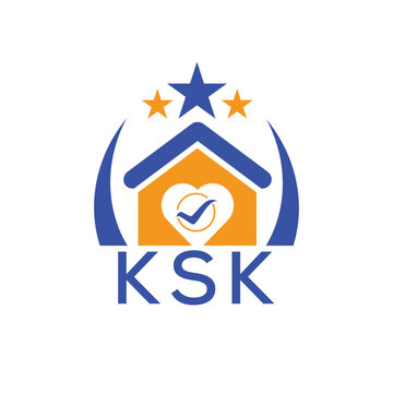 KSK House logo Letter logo and star icon. Blue vector image on white background. KJG house Monogram home logo picture design and best business icon. 
